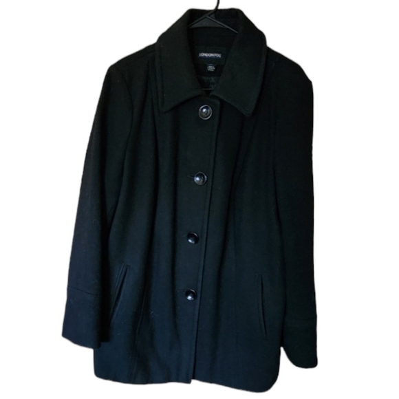 London Fog Jackets & Blazers - London Fog Black Wool Blend Peacoat, 1X